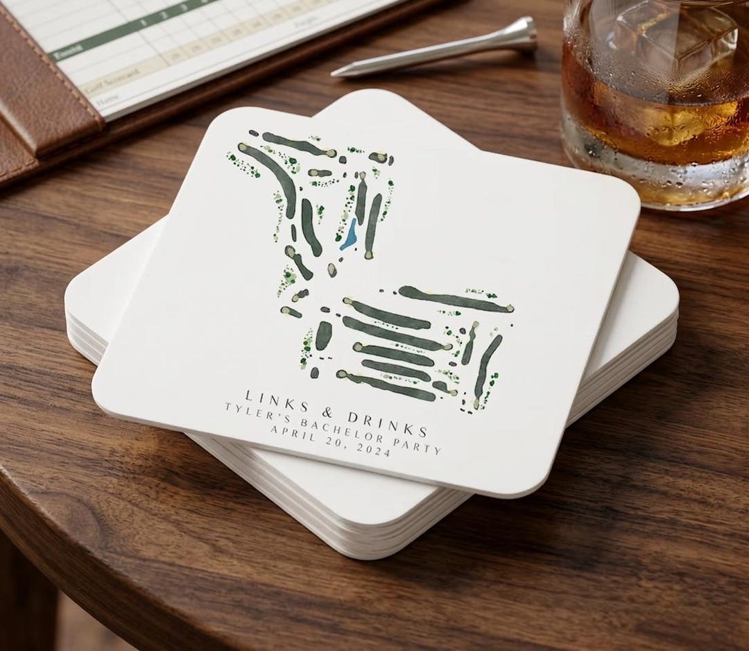 Golf Course Coaster Custom Golf Course Coasters Set of 4, Personalized Golfer Gift, Golf ...