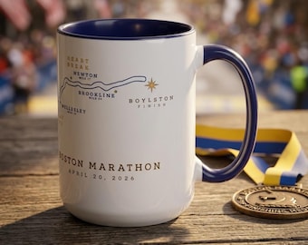 Taza de café con mapa del recorrido del Maratón de Boston 2026, regalo para corredores de maratón y amantes del deporte, perfecta para amantes del café y el té, taza de cerámica de Chicago.