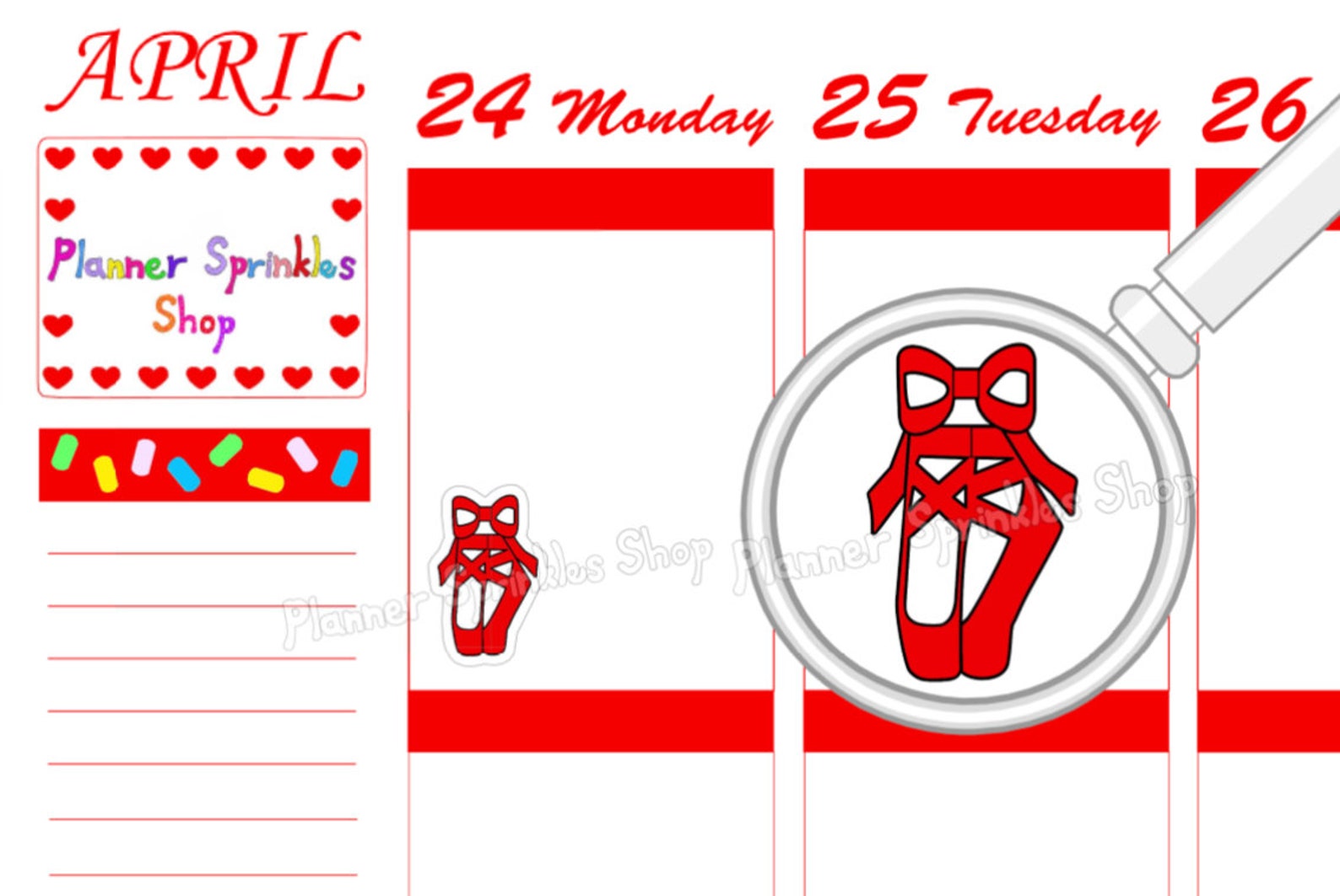 ballet shoes planner stickers / dance stickers / red pink shoes / hand drawn planner stickers ballet shoes planner stickers / dance stickers / red pink shoes / hand drawn planner stickers