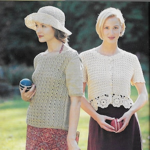 2 Crochet Sweater Patterns Soft Sage Top & Shells and Scallops Cardigan Szs Med to X-:Lrg - PDF INSTANT DOWNLOAD