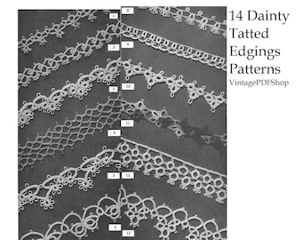 14 Vintage Dainty Tatted Edging Patterns Ebook  PDF INSTANT Download Complete Instructions