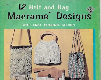 Vintage Macrame 12 Belt & Bag Designs with Knot Reference Section Purses Handbags -- PDF Instant Download