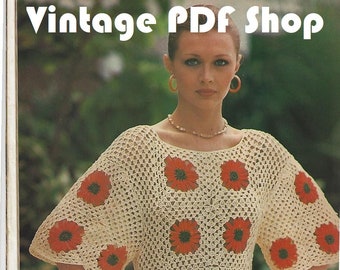 Vintage Crochet Petal Square Cover Up Top Sz 6-14 PDF INSTANT DOWNLOAD - Pattern Only