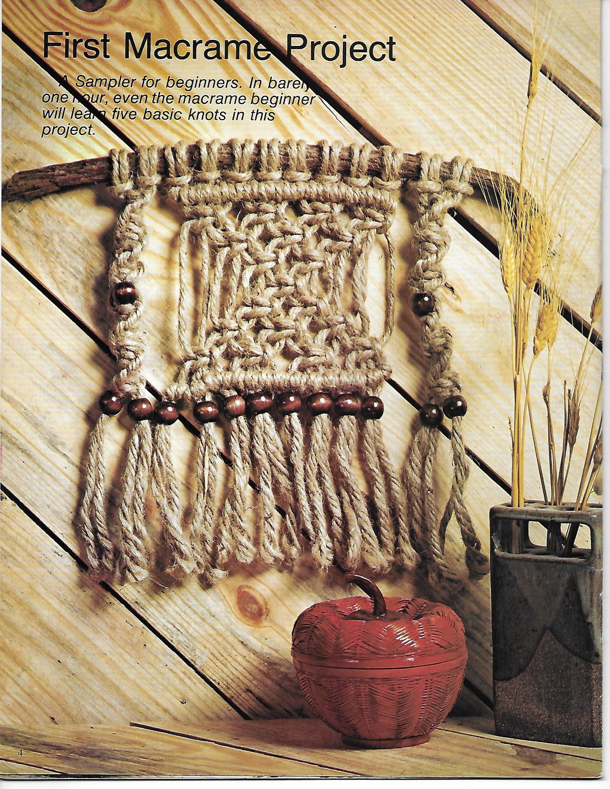 Macrame for Beginners Vintage 1977 Pattern Book PDF Instant