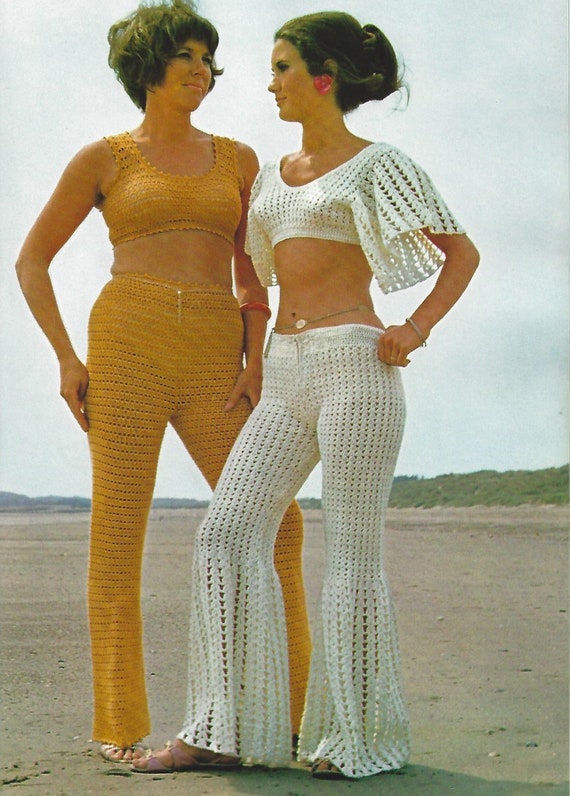 Vintage Crochet Patterns For Womens Crop Tops Bell Bottoms 2 Etsy
