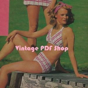 Haakpatronen - Vintage bikini, bh-top en shirt cover-up maat 8-14 - PDF INSTANT DOWNLOAD