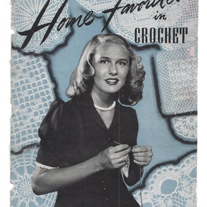 Vintage 1944 Clark&#39;s Home Favorites in Crochet Thread  Doilies Bedspread Rugs Tablecloth  Curtains PDF INSTANT DOWNLOAD
