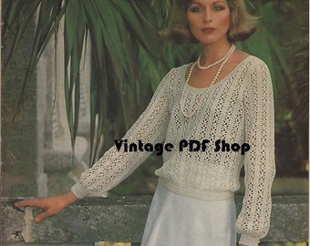 Crochet Pattern Lacy Elegant Evening Long Sleeved Blouse Sz 6-14 - PDF INSTANT DOWNLOAD - Pattern Only