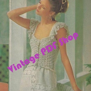 Vintage Crochet Pattern Boho Beribboned Camisole  Sz 6-14 Woman PDF INSTANT DOWNLOAD - Pattern Only