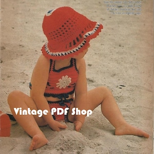 Crochet Pattern Tots&#39; Beach Bikini Swim Suit Set Sz 2, 4, 6 - PDF INSTANT DOWNLOAD - Pattern Only