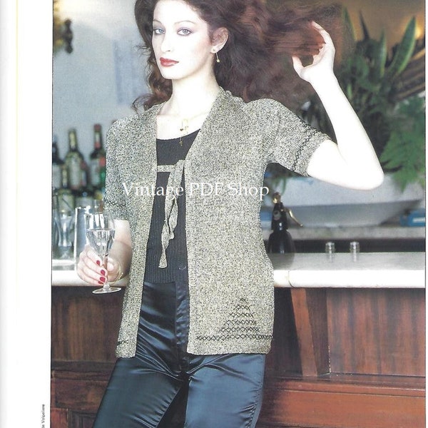 Knit Evening Sparkle Sweater with Cross Stitch Pattern -- Complete Step by Step Instructions - PDF Digital Instant Download Pattern