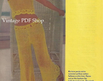 Vintage Crochet Crop Top and Pants Patterns 1970's - PDF INSTANT DOWNLOAD