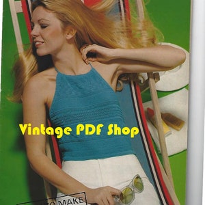 Patrón de punto/ganchillo vintage Misses Bareback Halter Top Tamaño 10-12-14 PDF DESCARGA INSTANTE - Sólo patrón