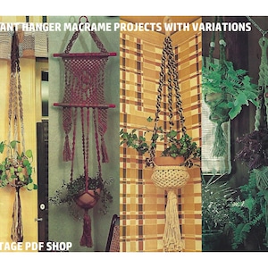 1970&#39;s PDF 3 Hanging Pot or Plant Holder Projects with Variations- PDF INSTANT Digital Download - Complete Instructions