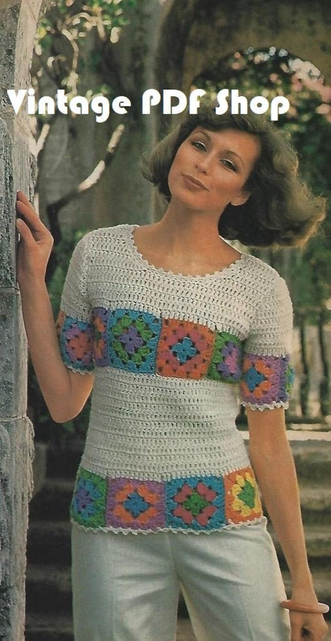 Vintage Crochet Pattern Nonna Square T-shirt Top Sz 8-14 Donna - Etsy ...