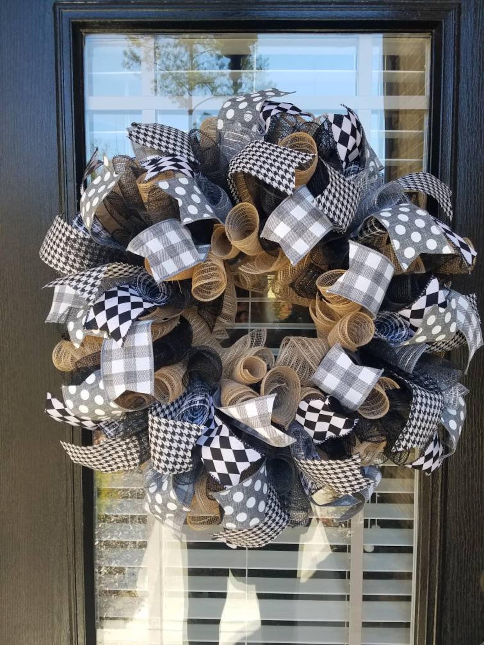 Black and White Make Gray Wreath Etsy