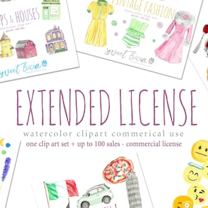Licencia de uso comercial para imágenes prediseñadas de acuarela y patrones por Sweet Lucia Art - 1 Clipart set + 100 ventas