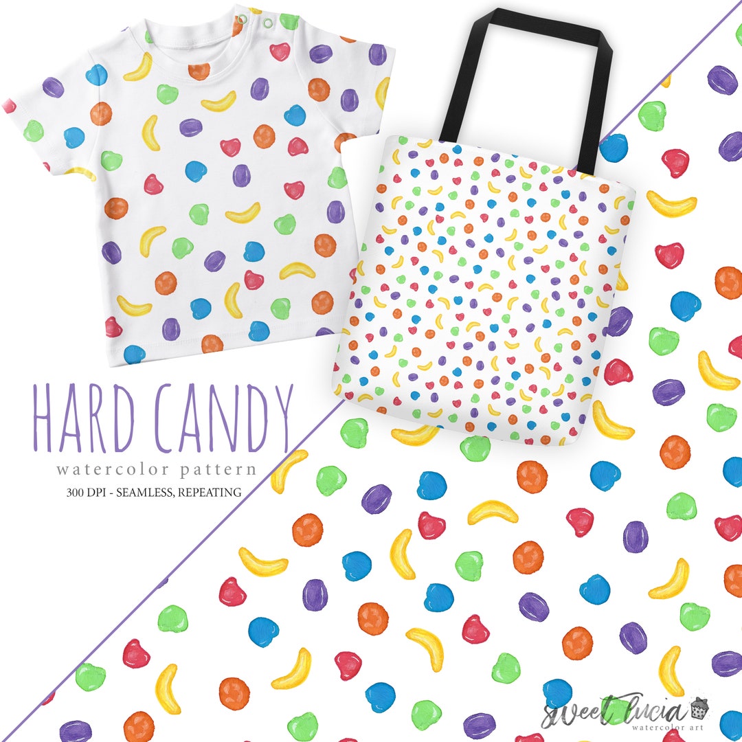 Runts Candy Drawing Seamless Runts Candy Pattern - Watercolor Artwork Features Fruit Hard ...