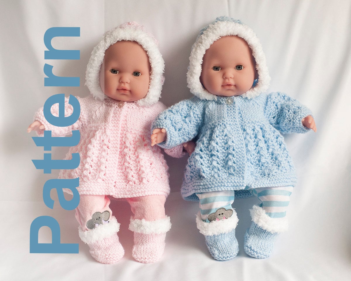 Knitting 14 Inch Baby DOLL PATTERN PDF Knit Hoodie 15 Inch Etsy UK