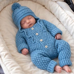 Crocheting Pattern PDF Size 0-6 & 12-24 Months, Baby Crew Neck Jumpsuit and Hat