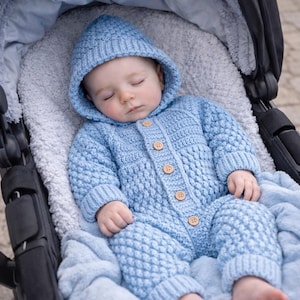 Crocheting Pattern PDF Size 0-6 Months Baby Romper, Hooded One Piece Jumpsuit