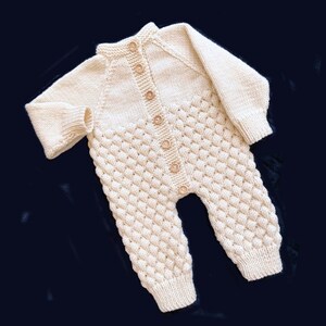 KNITTING PATTERN PDF 0-6 Months, Romper, Downwards Top to Bottom, Crew Neck One Piece Jumpsuit, Baby Overall Leggings, English Instructions