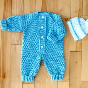 CROCHETING PATTERN PDF 0-6 Months Romper & Hat, Crew Neck Texture Crochet,  One Piece Jumpsuit Overall Leggings Beanie, English Instructions