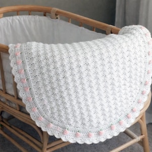 Crocheting Baby Blanket Rosebud Pattern PDF, Bassinet Afghan, One Size