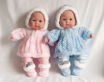 KNITTING PATTERN PDF 14 - 15 inch Baby Doll Sweater & Booties, Knitted Hooded Jacket, Boy, Girl Micro Preemie Cardigan, English Instructions