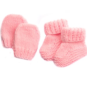 KNITTING PATTERN PDF Preemie Newborn 0-3 Months, Baby Booties & Mitts Crib Shoes, Thumbless Mittens Cuffed Socks Boots, English Instructions