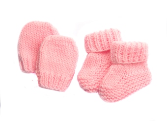 KNITTING PATTERN PDF Preemie Newborn 0-3 Months, Baby Booties & Mitts Crib Shoes, Thumbless Mittens Cuffed Socks Boots, English Instructions