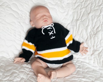 KNITTING PATTERN PDF Baby Sweater, Hockey Jersey, Raglan Sleeve, Knitted Pullover, Baby Boy Clothes Sports Cardigan, English Instructions