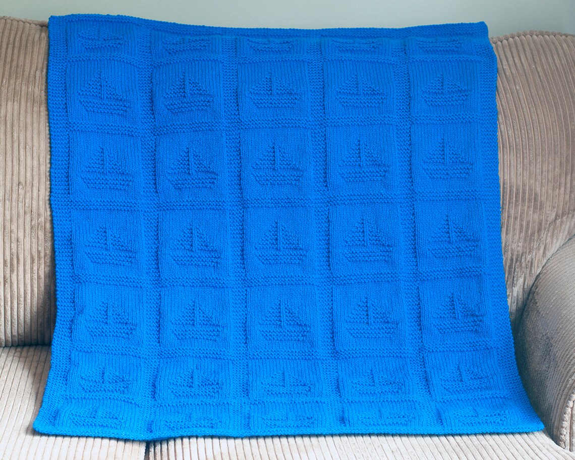 Knitting Baby SAILBOAT PATTERN PDF Knit Motif Blanket Etsy