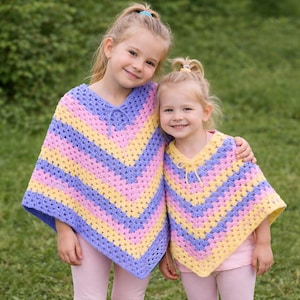 Crocheting Pattern PDF Size 1 - 6 Years Old, Granny Square Striped in 3 sizes
