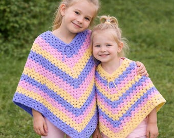 Crocheting Pattern PDF Size 1 - 6 Years Old, Granny Square Striped in 3 sizes