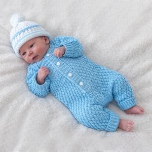 Crocheting Pattern PDF 0-6 Months Romper & Hat, Crew Neck One Piece Jumpsuit and Beanie