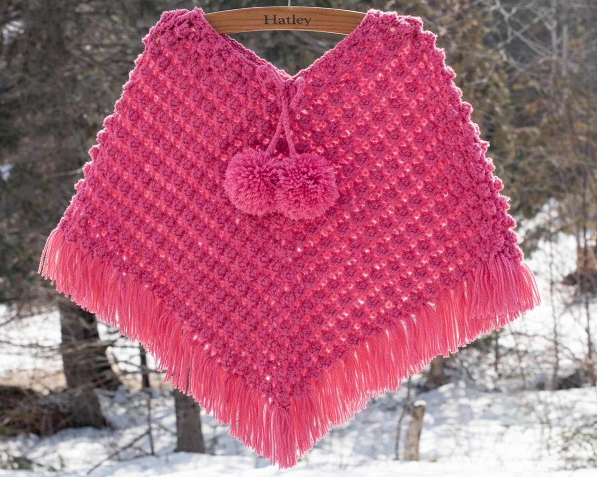Crochet Poncho Pattern, Toddler Girl Cape, Popcorn Stitch (PDF