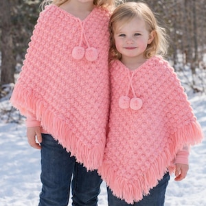 Crochet Poncho Pattern, Toddler Girl Cape, Popcorn Stitch (PDF Pattern)