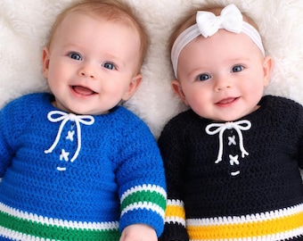 Crocheting Pattern PDF Size 0-3 Months, Baby Sports Team Jersey, Crocheted Top Down