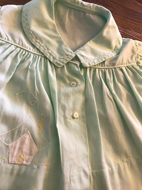 Vintage Baby Girls Mint Green Dress baby doll sty… - image 4