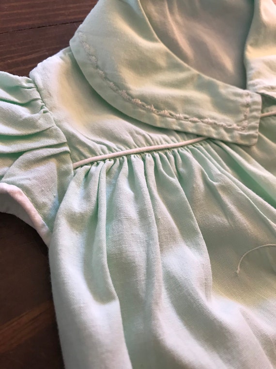 Vintage Baby Girls Mint Green Dress baby doll sty… - image 3