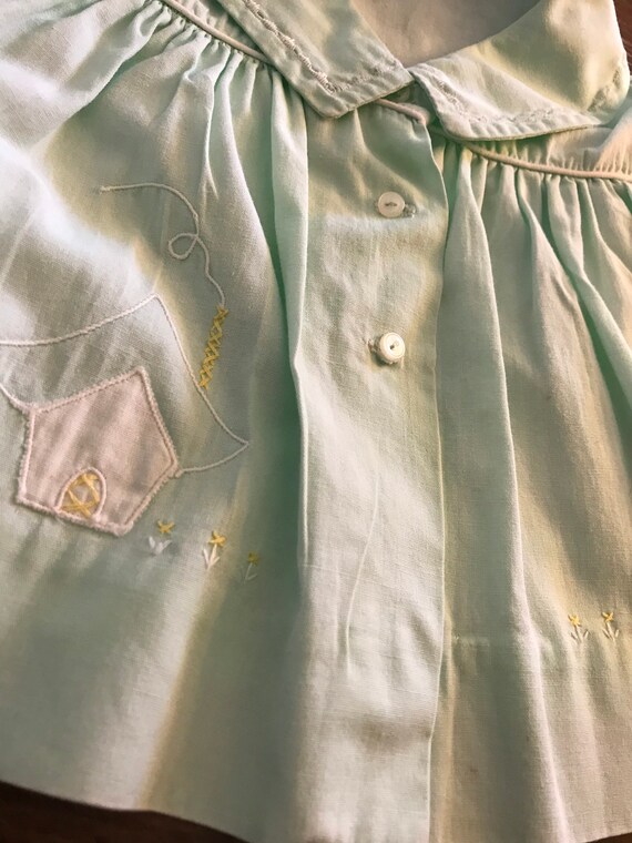 Vintage Baby Girls Mint Green Dress baby doll sty… - image 2