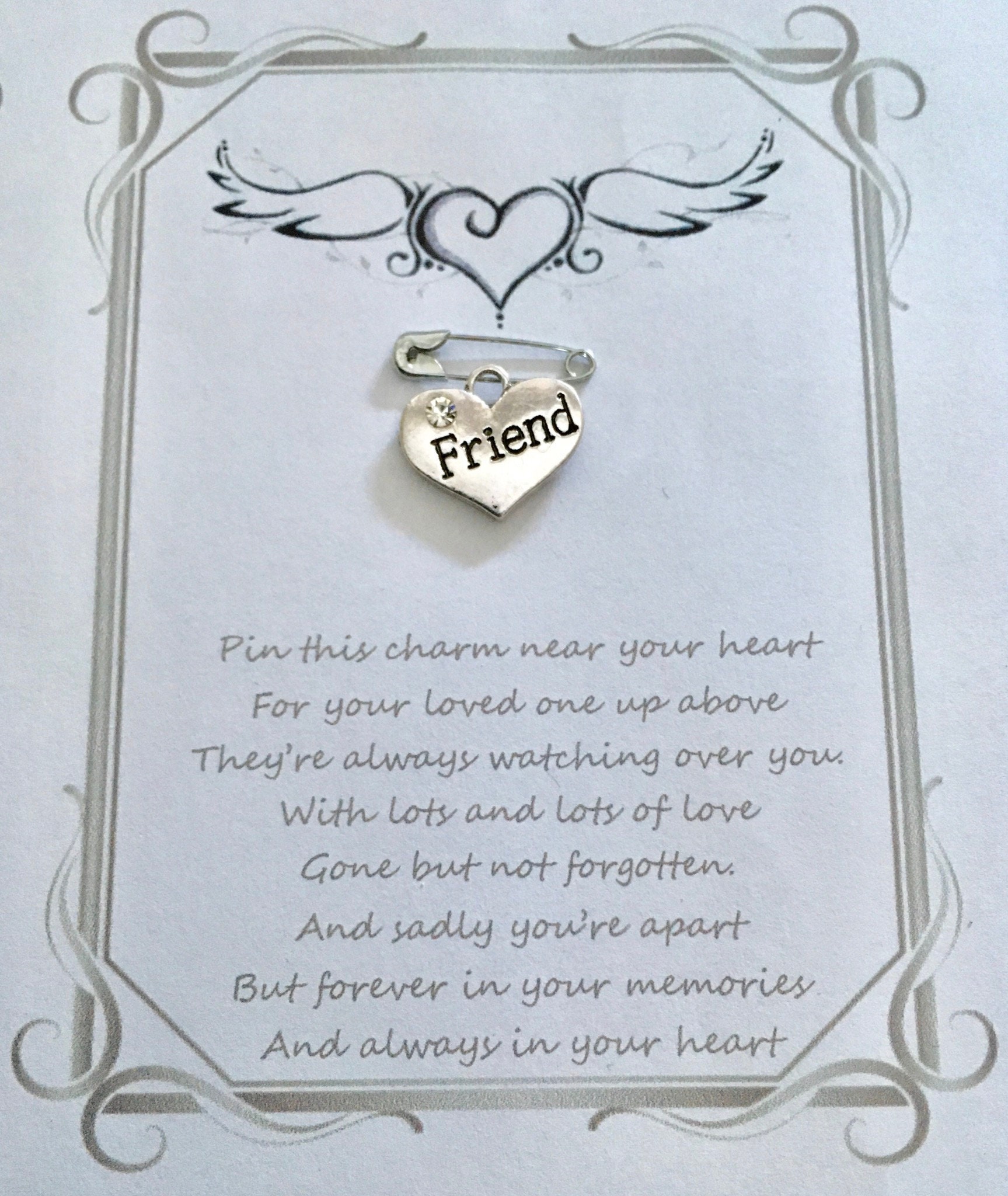 Loving Memory Memorial Friend Best Friend Heart Charm Etsy UK