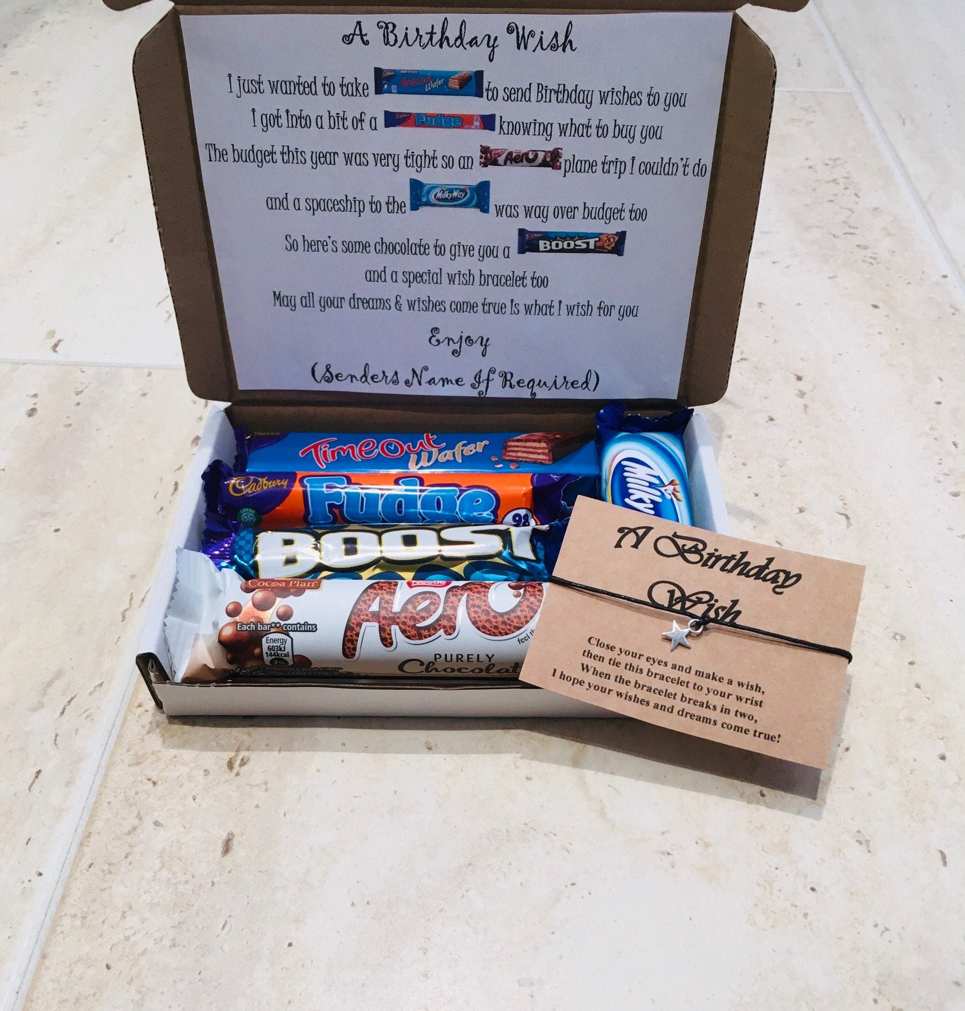 Birthday Chocolate Bar Poem Wish Bracelet Chocolate Etsy UK