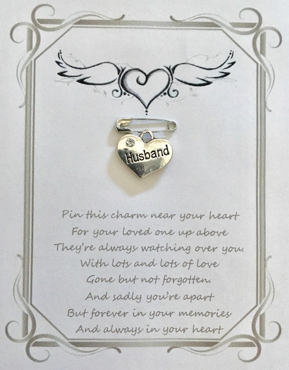 Loving memory | memorial |husband | wife | heart charm | sympathy | funeral | bracelet | necklace charm |brooch | key charm | gift | card