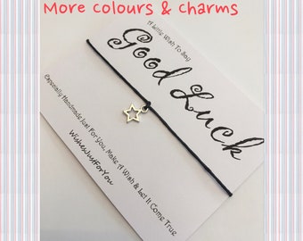 religious best wishes for new job Good luck, wish, bracelet, key, bag charm, various charms, cord, ribbon, colour & envelope choices, greeting card gift