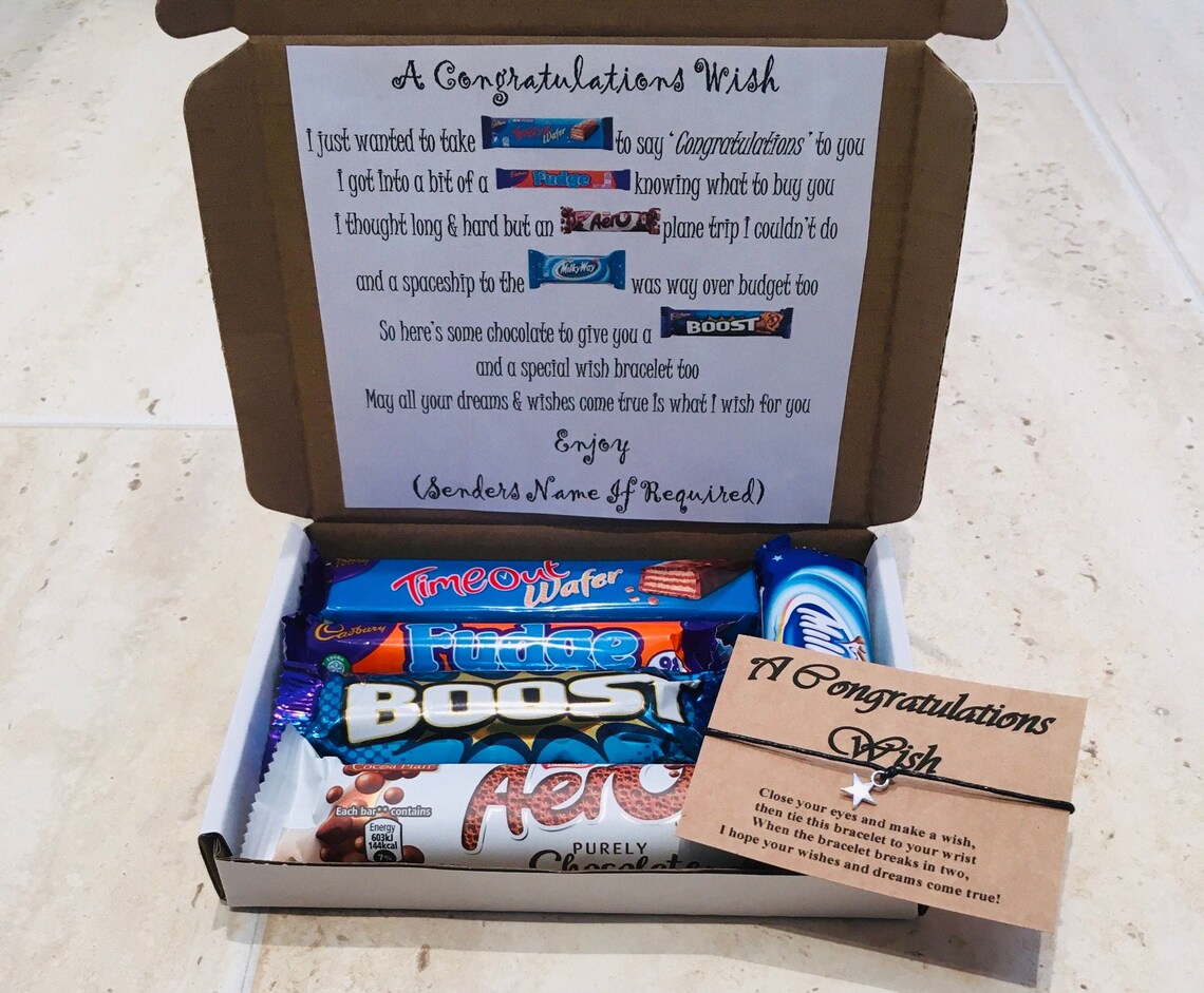 Congratulations Chocolate Bar Poem Wish Bracelet Etsy UK