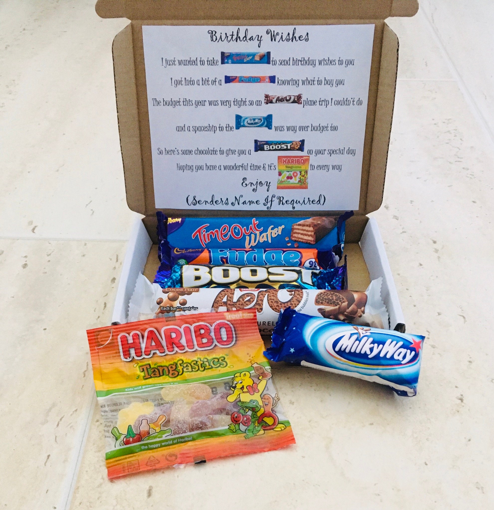 Birthday Chocolate Bar Poem Chocolate Letterbox Wish Etsy UK