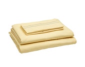 Pale Yellow Deep Sleep Sheet Sets 1800 Thread Count Feel Soft, Breathable, Wrinkle Free Bed Sheets Deep Pockets For Thick Mattresses