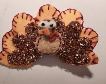 Thanksgiving Turkey hair bow clip